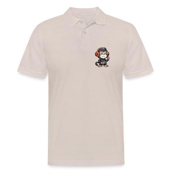 Schimpanse Lustige Cartoon Figur Kopfhörer Musik - Männer Poloshirt - Beige - Vorne - Nico (186cm)
