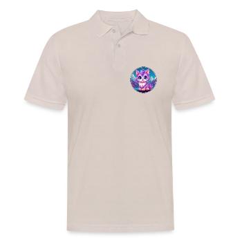 Pixie Cat Bunte Karikatur Aquarell Illustration - Männer Poloshirt - Beige - Vorne - Nico (186cm)