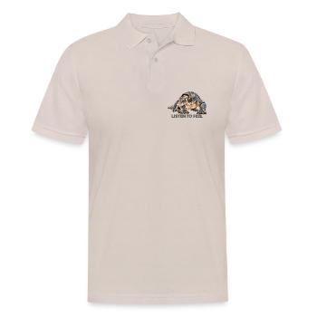Komodowaran mit Kopfhörern – Hör auf Gefühl - Männer Poloshirt - Beige - Vorne - Nico (186cm)