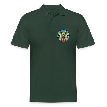 Australian Silky Terrier Hunderasse Cartoon Beach - Männer Poloshirt - Tannengrün - Vorne - Nico (186cm)
