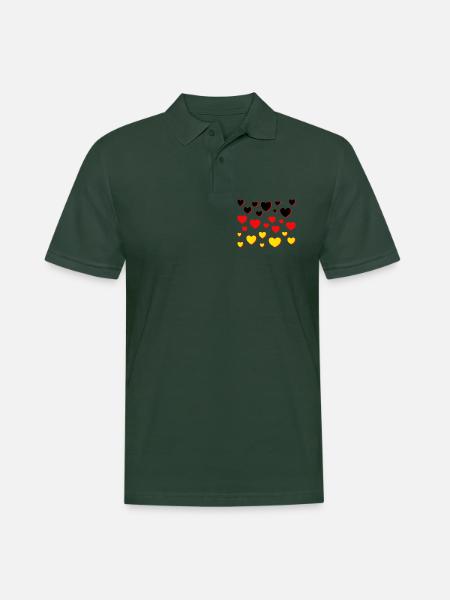 deutschland Fahne Herzen - Männer Poloshirt - Tannengrün