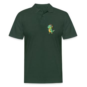 Dinosaurier Lustige Cartoon Figur Kopfhörer Musik - Männer Poloshirt - Tannengrün - Vorne - Nico (186cm)