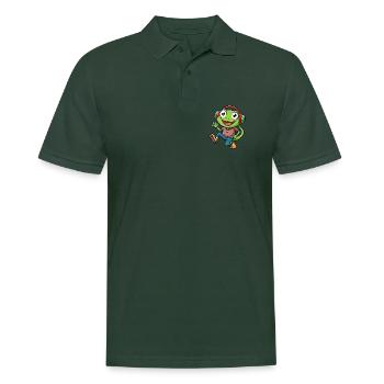 Frosch Lustige Cartoon Figur Kopfhörer Musik - Männer Poloshirt - Tannengrün - Vorne - Nico (186cm)