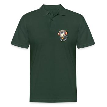 Pavian Lustige Cartoon Figur Kopfhörer Musik - Männer Poloshirt - Tannengrün - Vorne - Nico (186cm)