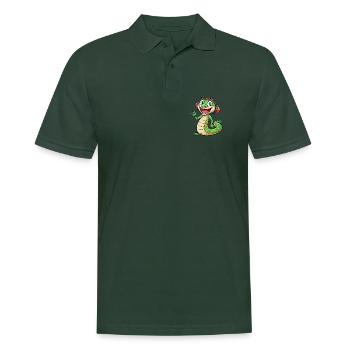 Serpent Drôle Dessin Animé Personnage Casque Musique - Polo Homme - vert sapin - Devant - Nico (186cm)