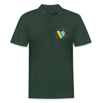 Rainbow Heart Pride Emblem - Men's Polo Shirt - forest green - Front - Nico (186cm)