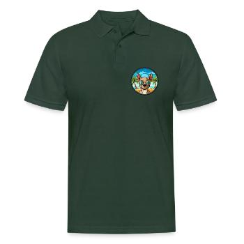 Mexikanische haarlose Hunderasse Cartoon Sonnenbrille Strand - Männer Poloshirt - Tannengrün - Vorne - Nico (186cm)