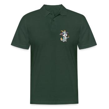 Ziege Lustige Zeichentrickfigur Kopfhörer Musik - Männer Poloshirt - Tannengrün - Vorne - Nico (186cm)