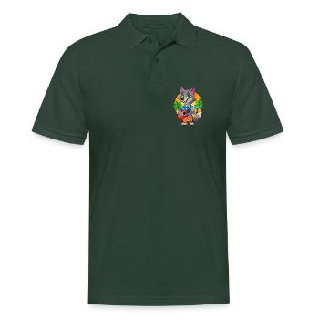 Lustige Wolf Cartoon Sommer Strand Sonnenbrille Gitarre - Männer Poloshirt - Tannengrün - Vorne - Nico (186cm)