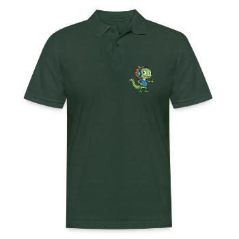 Eidechse Lustige Zeichentrickfigur Kopfhörer Musik - Männer Poloshirt - Tannengrün - Vorne - Nico (186cm)