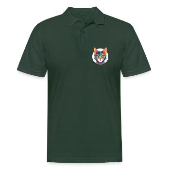Pixie Bob Katze bunte Aquarell Haustier Illustration - Männer Poloshirt - Tannengrün - Vorne - Nico (186cm)