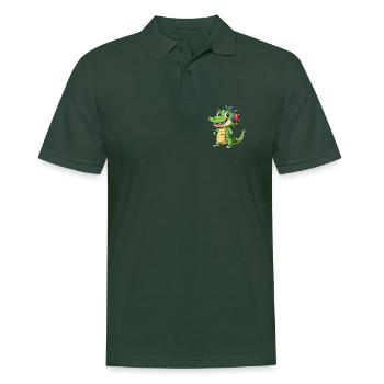 Krokodil Lustige Zeichentrickfigur Kopfhörer Musik - Männer Poloshirt - Tannengrün - Vorne - Nico (186cm)