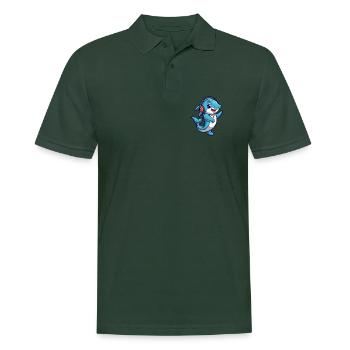Delfin Lustige Zeichentrickfigur Kopfhörer Musik - Männer Poloshirt - Tannengrün - Vorne - Nico (186cm)