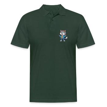 Wolf Lustige Zeichentrickfigur Kopfhörer Musik - Männer Poloshirt - Tannengrün - Vorne - Nico (186cm)