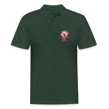 Schwein Lustige Zeichentrickfigur Kopfhörer Musik - Männer Poloshirt - Tannengrün - Vorne - Nico (186cm)