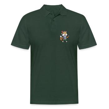 Luchs Lustige Zeichentrickfigur Kopfhörermusik - Männer Poloshirt - Tannengrün - Vorne - Nico (186cm)