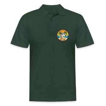 Alter kroatischer Windhund Hunderasse Cartoon Strand - Männer Poloshirt - Tannengrün - Vorne - Nico (186cm)