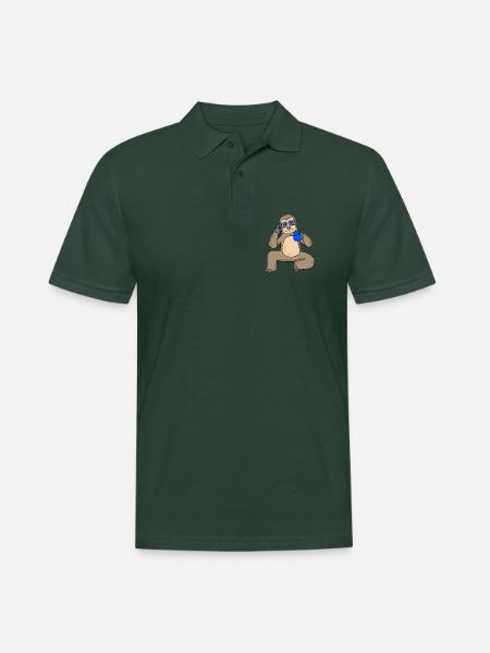 Sloth with glasses and coffee - Men's Polo Shirt - forest green