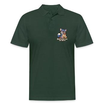 Teilen war nie die Option – Candy Cat - Männer Poloshirt - Tannengrün - Vorne - Nico (186cm)