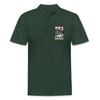 Stelvio Pass 48 Haarnadeln Vintage-Motorradplakat - Männer Poloshirt - Tannengrün - Vorne - Nico (186cm)