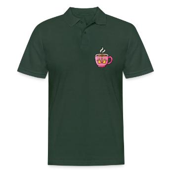 Prinzessinnen Kaffee – Rosa Tasse mit Krone - Männer Poloshirt - Tannengrün - Vorne - Nico (186cm)