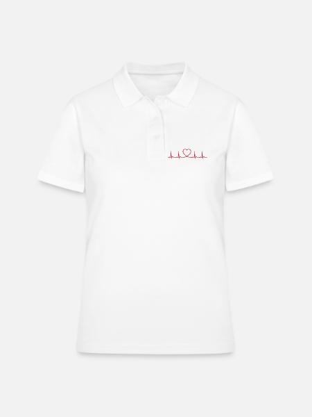 Ligne ECG du battement cardiaque Vecteur d’ondes d’impulsion médicale - Polo Femme - blanc