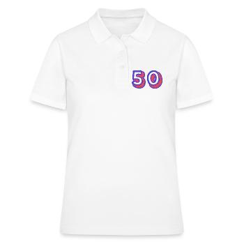 50. 50 ANS. 50e ANNIVERSAIRE. ANNIVERSAIRE 50 ANS. - Polo Femme - blanc - Devant - Ailine (174cm)