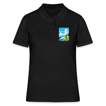 Donau Auen Deutschland Vintage Reiseplakat Souvenir - Frauen Polo Shirt - Schwarz - Vorne - Ailine (174cm)