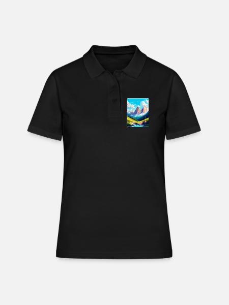 Dolomites Italie Affiche de voyage vintage Souvenir WPA - Polo Femme - noir