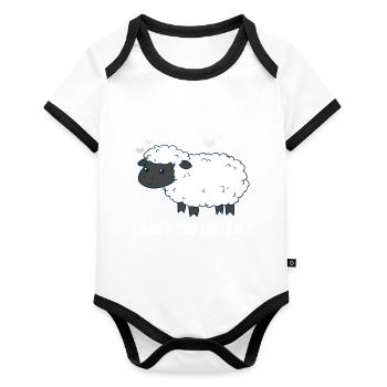 Menschen Sind Anstrengend Lämmer Spruch Lamm Schaf - Baby Bio-Kurzarm-Kontrastbody - Weiß/Schwarz  - Vorne