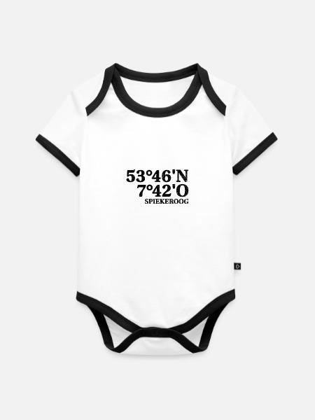 Spiekeroog - Baby Bio-Kurzarm-Kontrastbody - Weiß/Schwarz