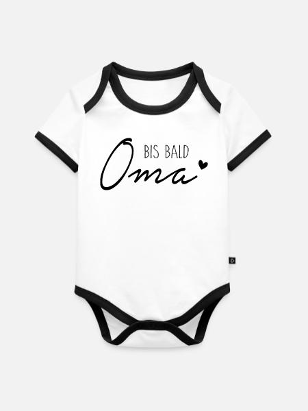 Bis bald, Oma - Baby Bio-Kurzarm-Kontrastbody - Weiß/Schwarz