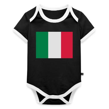Italienische Flagge - Baby Bio-Kurzarm-Kontrastbody - Schwarz/Weiß  - Vorne