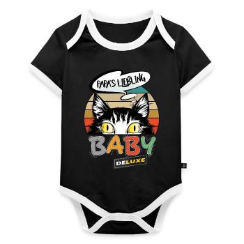 Papa Liebling Bester Baby - Baby Bio-Kurzarm-Kontrastbody - Schwarz/Weiß  - Vorne
