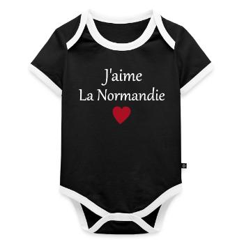J'aime la Normandie - Body Bébé bio contrasté manches courtes - noir/blanc  - Devant