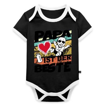 Baby Papa ist der Beste Jungen - Baby Bio-Kurzarm-Kontrastbody - Schwarz/Weiß  - Vorne