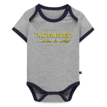 Taxifahrer Taxi Taxifahrerin - Baby Bio-Kurzarm-Kontrastbody - Grau/Navy  - Vorne