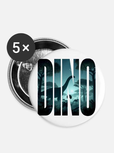 Dino - Buttons mittel 32 mm (5er Pack) - Weiß