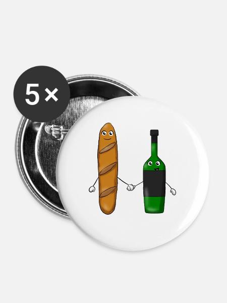 Baguette Wine - Buttons mittel 32 mm (5er Pack) - Weiß