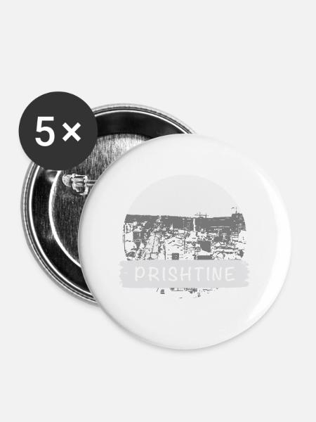 Pristina City - Buttons mittel 32 mm (5er Pack) - Weiß