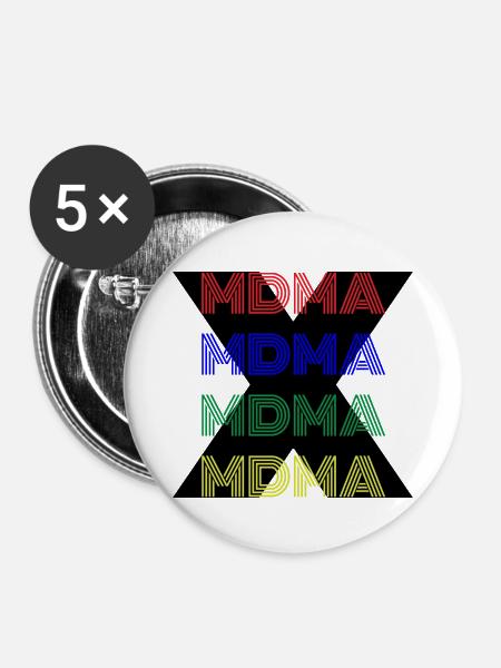 MDMA XTC Extasy - Buttons mittel 32 mm (5er Pack) - Weiß