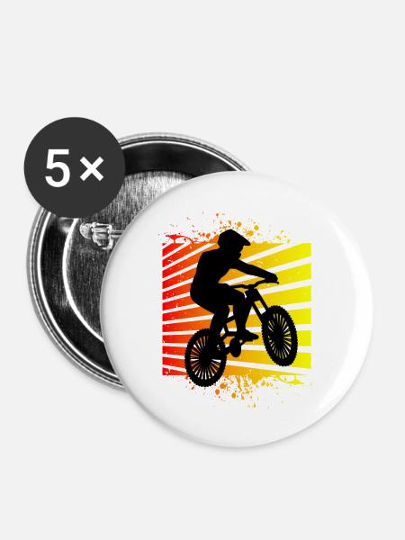 Mountainbike Mountainbiker - Buttons mittel 32 mm (5er Pack) - Weiß