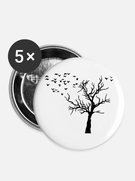 Herbst - Buttons mittel 32 mm (5er Pack) - Weiß