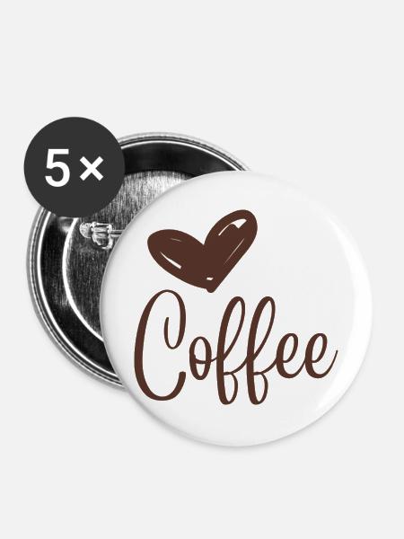 Kaffeeliebe in Kalligrafie-Print - Buttons mittel 32 mm (5er Pack) - Weiß