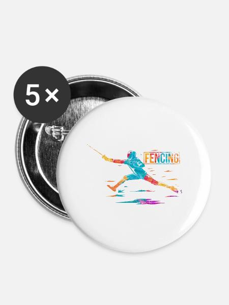 Blitzschneller Fechter Florettduell - Buttons mittel 32 mm (5er Pack) - Weiß
