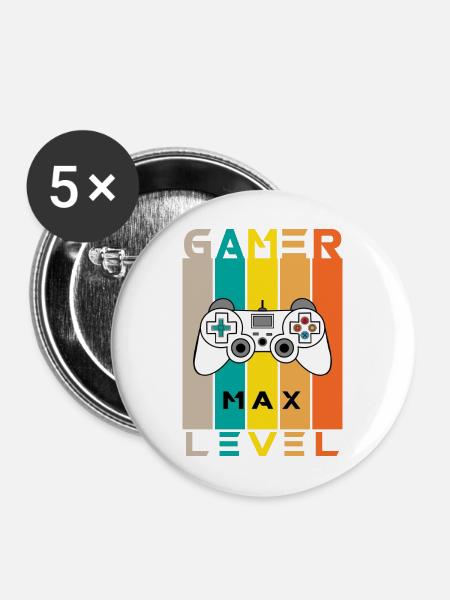 Gaming Videogame Videospiel Computerspiel Design - Buttons mittel 32 mm (5er Pack) - Weiß