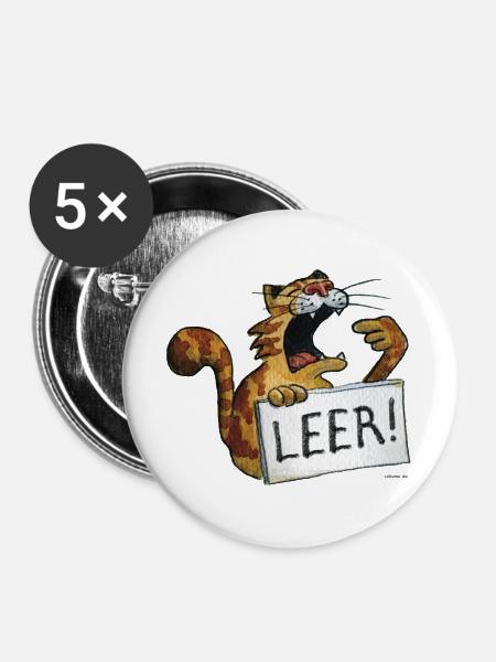 hungrige Katze (leer) - Buttons mittel 32 mm (5er Pack) - Weiß