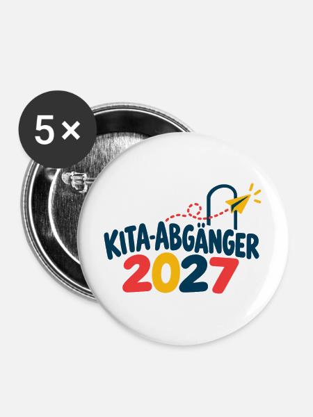 Kita-Abgänger 2027 - Buttons mittel 32 mm (5er Pack) - Weiß