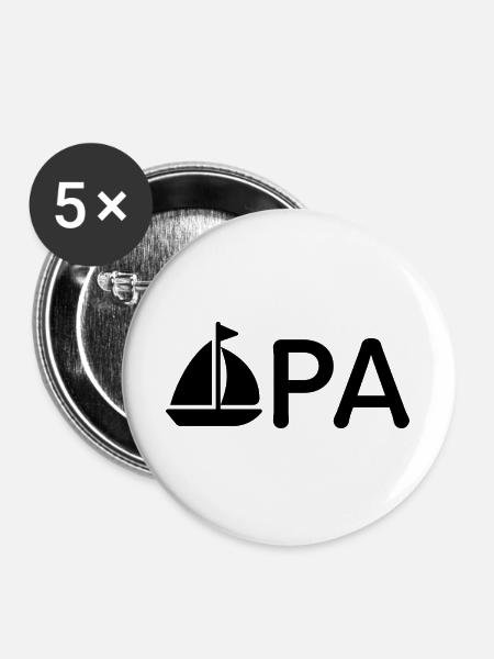 Opa mit Segelboot – Schwarz - Buttons mittel 32 mm (5er Pack) - Weiß