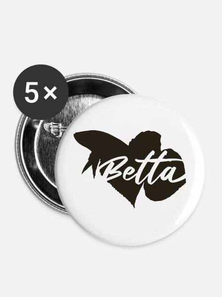 Betta Kampffisch - Buttons mittel 32 mm (5er Pack) - Weiß